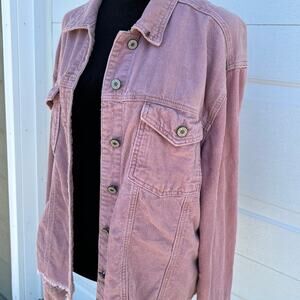 KANCAN corduroy jacket, women's size M, cotton, pink corduroy